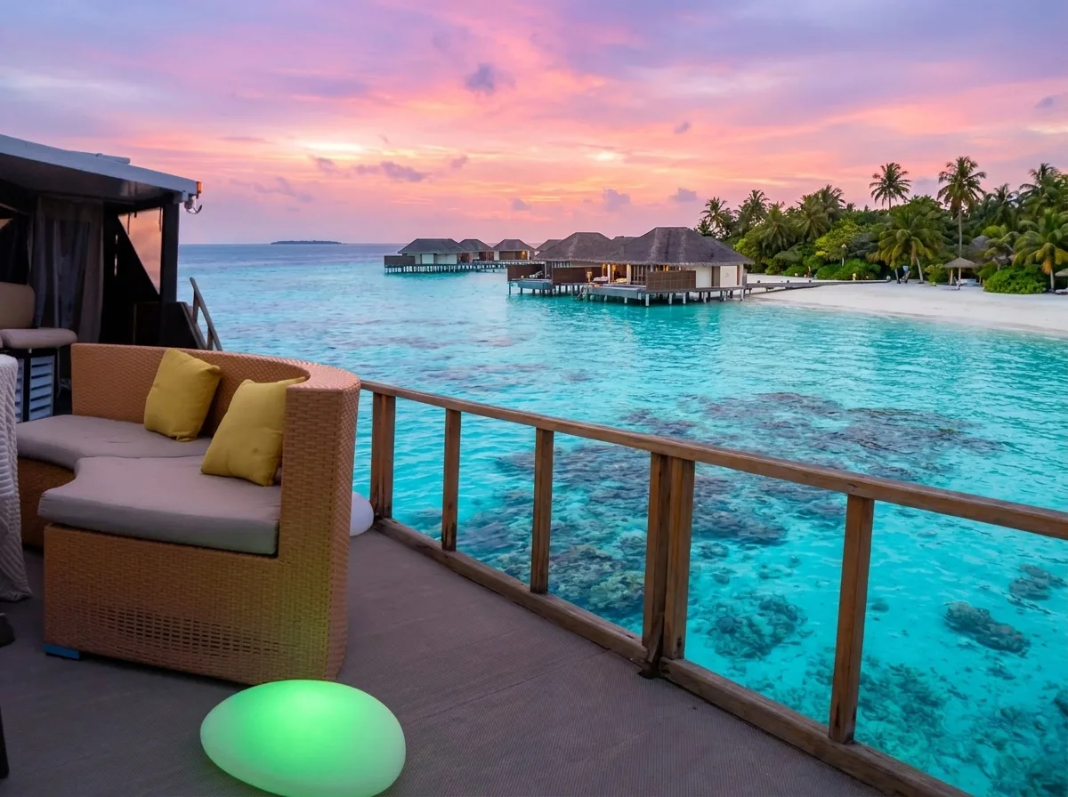 Uninhabited Maldivian sandbank set for a private lunch during a yacht charter