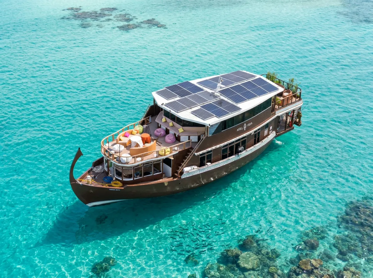 Exterior aboard Atoll Villa, a private luxury yacht in the Maldives